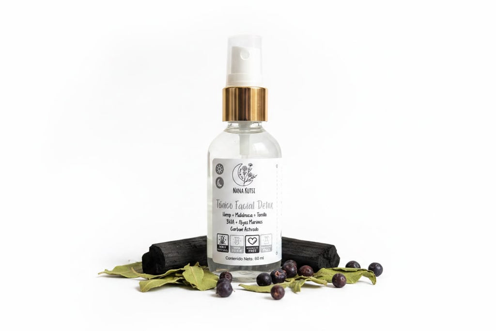 Tónico Facial Détox. arbol de té, carbon activado, enebro, acido salicilico. 60ml.