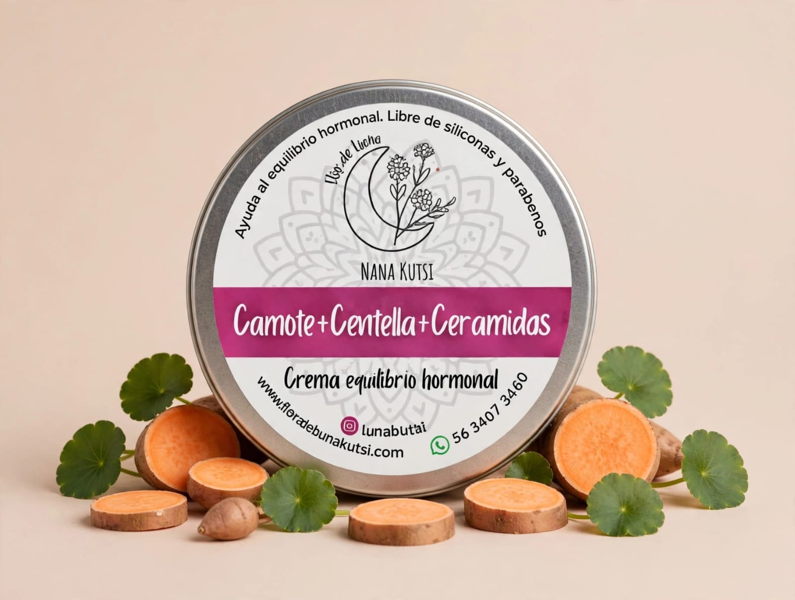Crema corporal de Camote silvestre, centella asiática, ceramidas y vitamina B5. 250 gr.