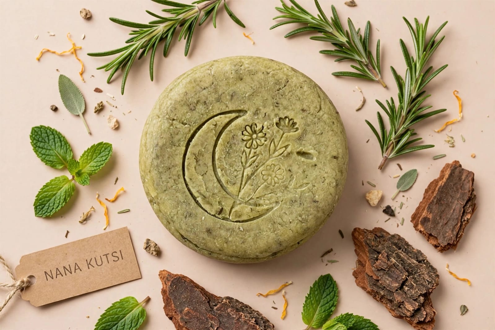 Shampoo sólido anti caída. Romero, tepezcohuite, menta y cannabis 100 gr
