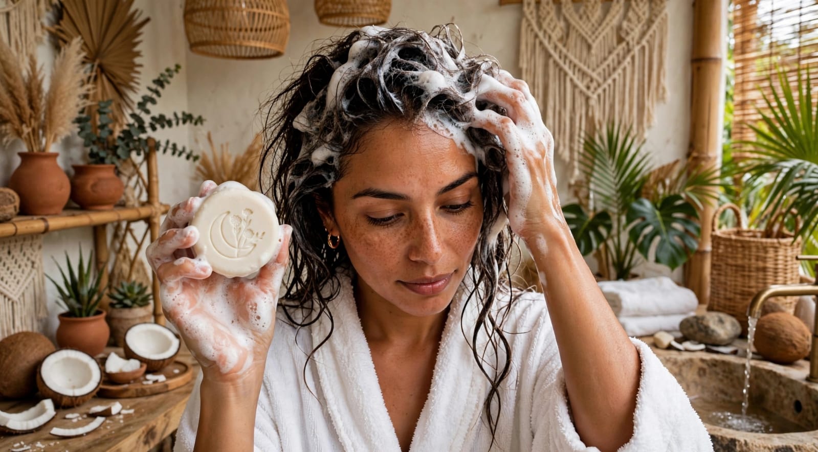 Shampoo sólido de Te blanco y coco 100 gr