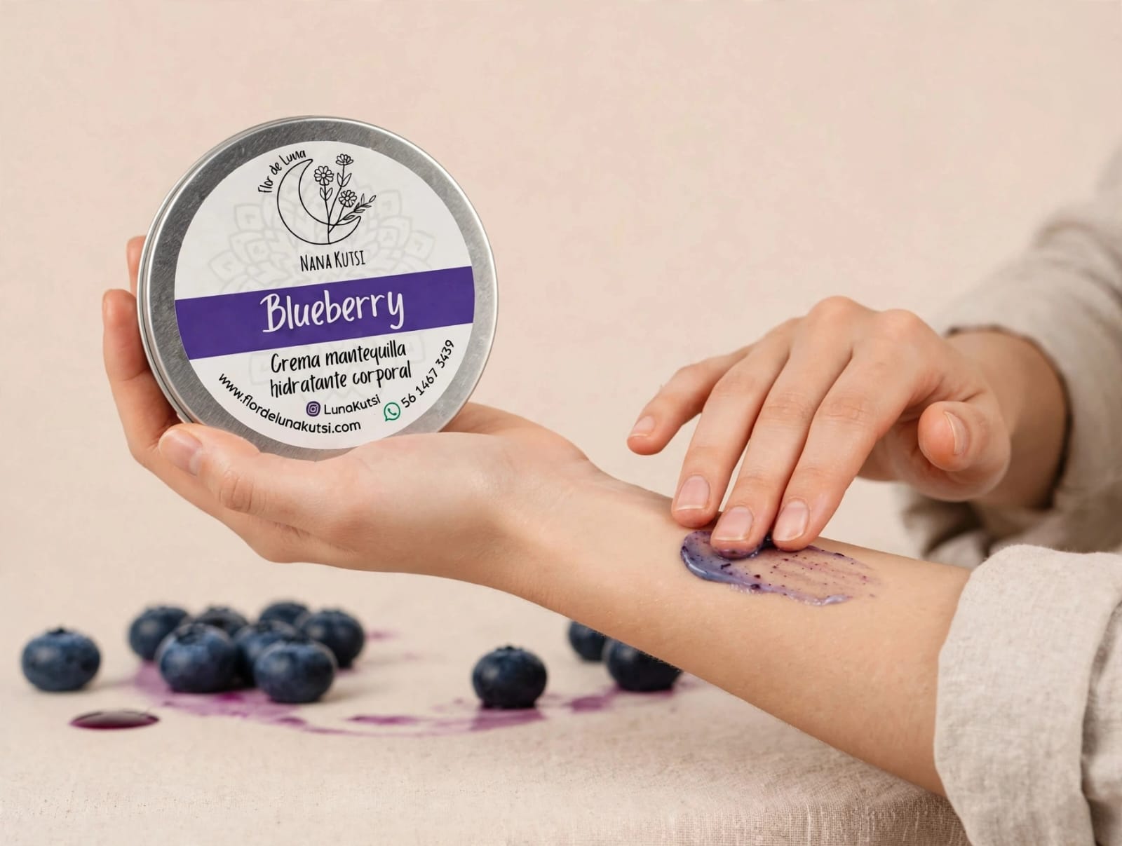 Mantequilla corporal con  Blueberry, karité, oliva y almendras 250 gr