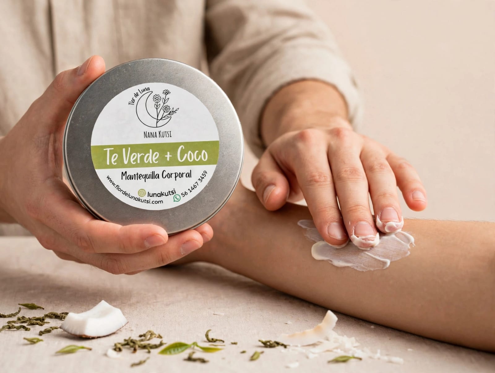 Mantequilla corporal de Té verde, coco y karite  250 gr