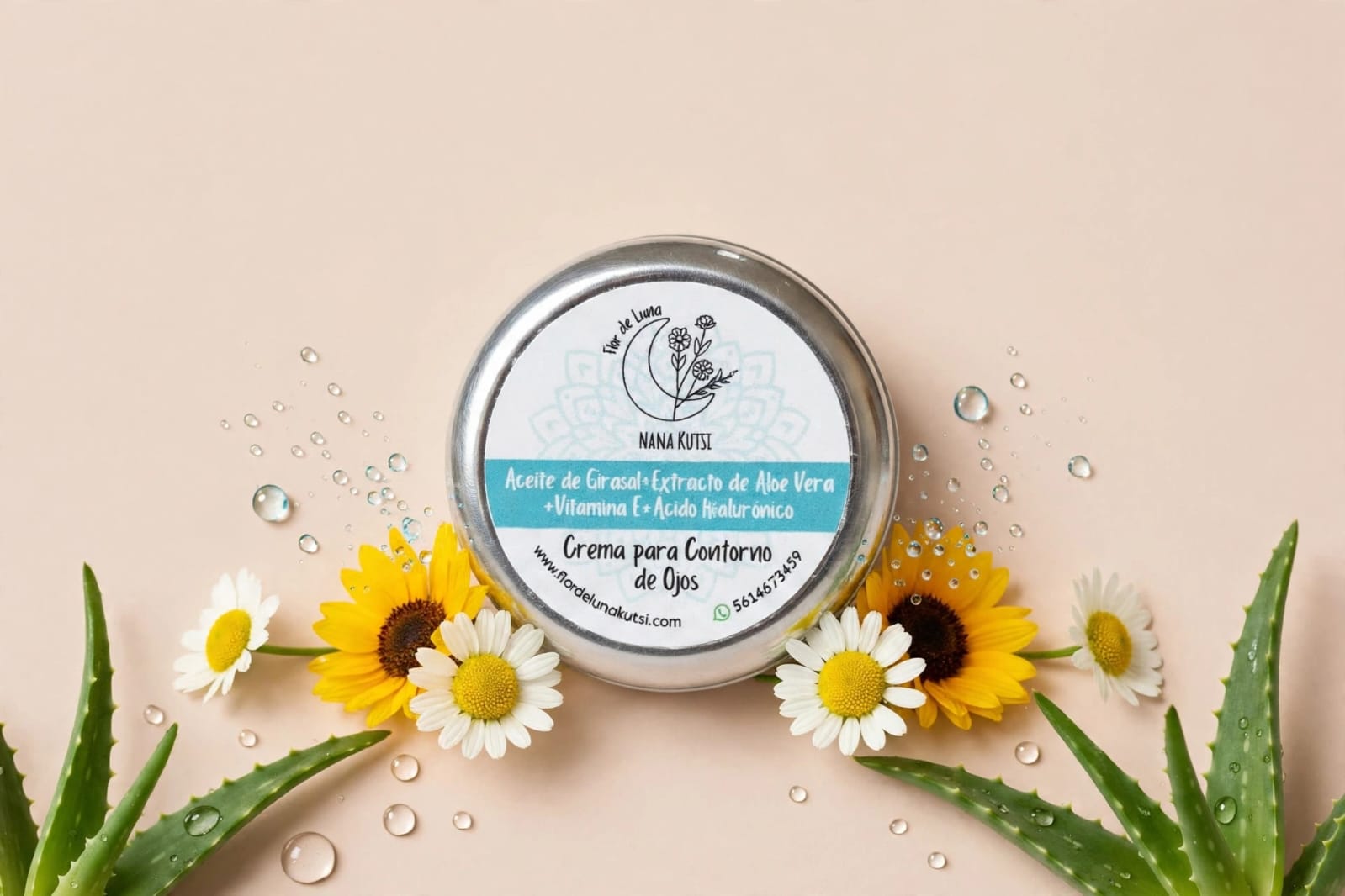 Crema anti edad para contorno de ojos. A. Hialuronico, girasol, acai. 30 gr.