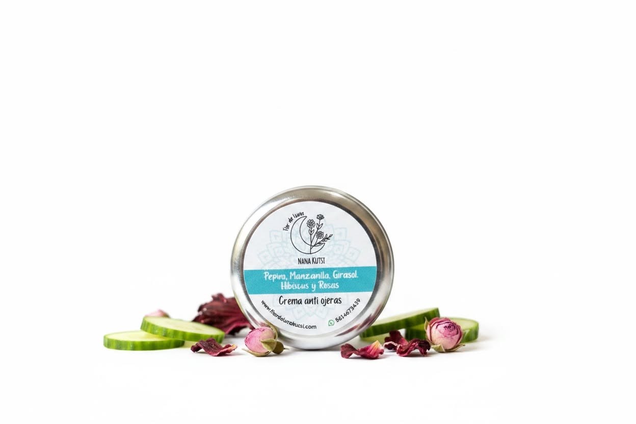 Crema anti edad para contorno de ojos. A. Hialuronico, girasol, acai. 30 gr.