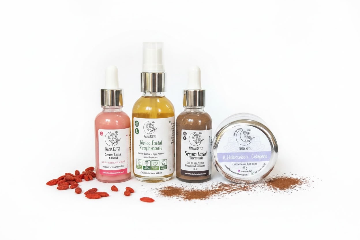 kit facial Reafirmante. Tónico facial, serum de dia, serum de noche, crema hidratante