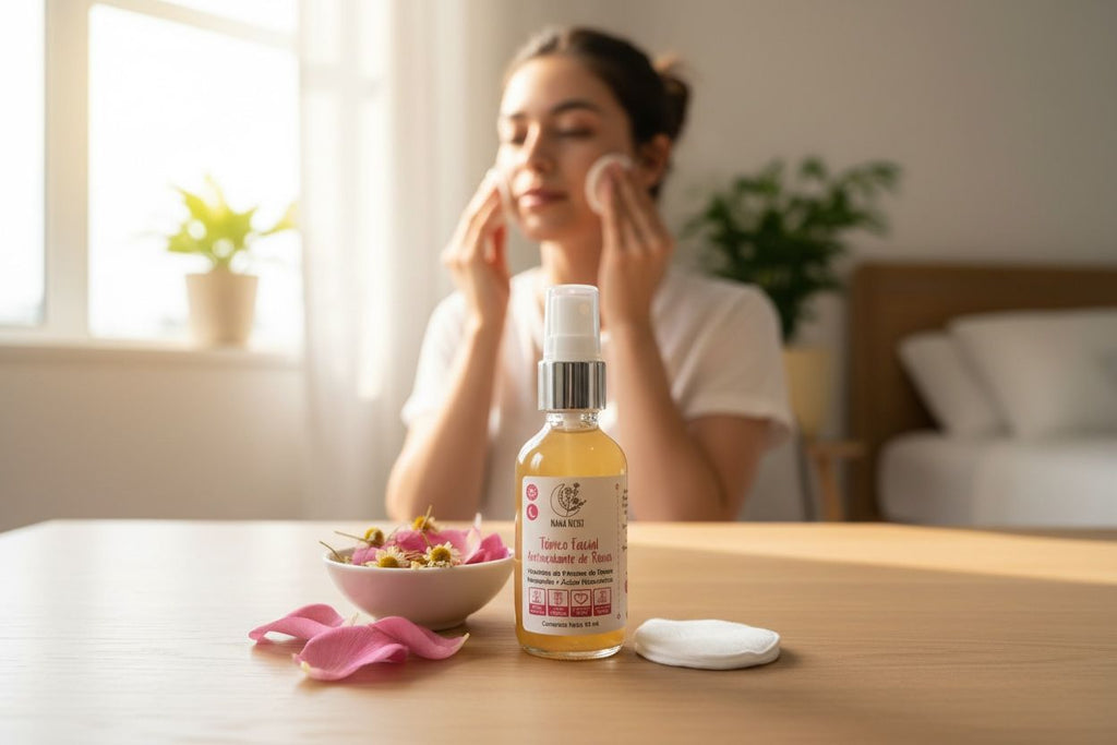 Tónico Facial Antioxidante, rosas, manzanilla, A. hialuronico. 60 ml